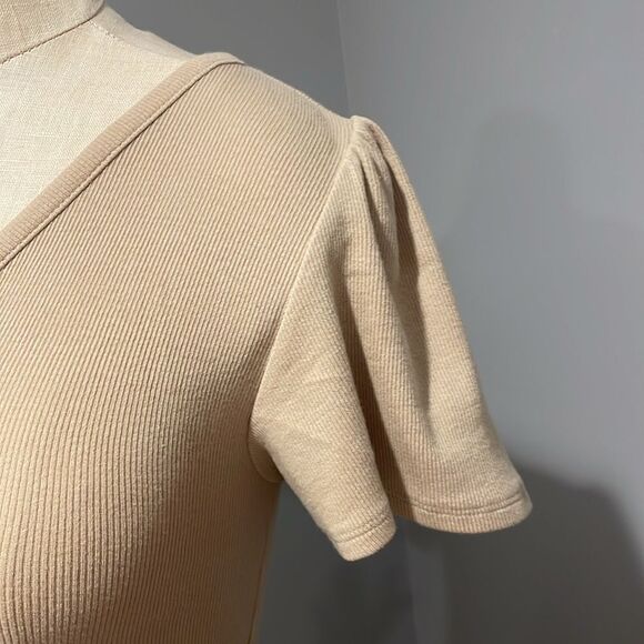 Loft Ribbed Short Sleeve V-Neck Top Size XS Petite - Picture 3 of 9